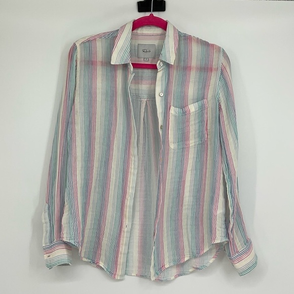 Rails Tops - Rails Ellis Button-Down Shirt in Iris Stripe Size Small